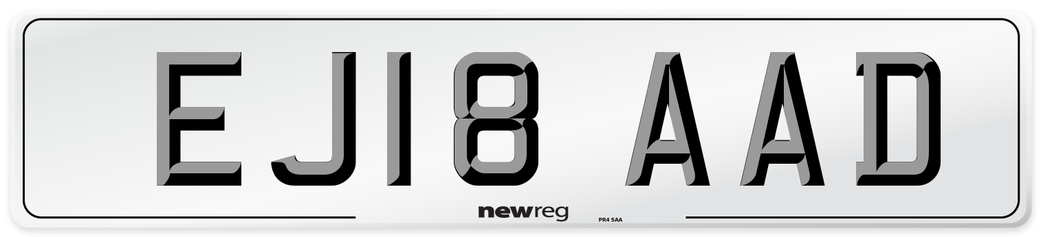 EJ18 AAD Number Plate from New Reg